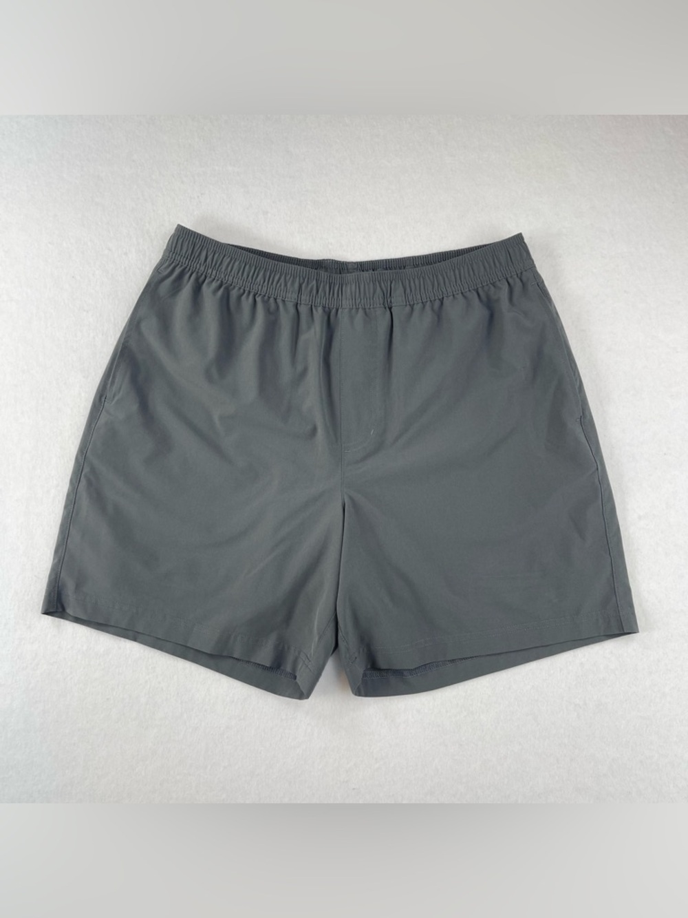 Chubbies Swim Trunks Mens L Gray Boxer Brief Lined Logo Patch 5.5” Inseam